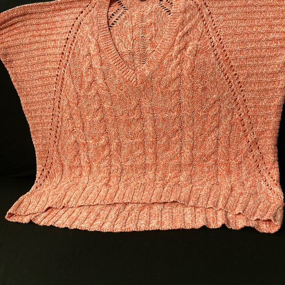 Express Dolman Hi-Low 3/4 sleeve Cable Knit V-Neck Sweater - Picture 5 of 15